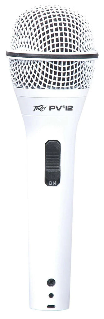 2 Peavey Pvi2 White Microphone w/Mic Clip & Carrying Bag + MR DJ Microphone Stand