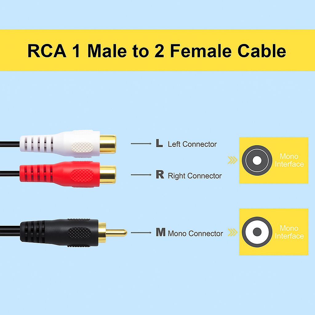 20 Absolute 2F1M RCA Interconnect Cable Wire Marine Car Amplifier Stereo Home Audio