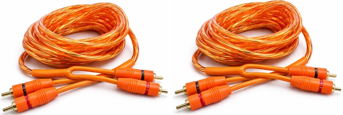2 Absolute RCA1OR 1ft Orange RCA Cable 100% OFC Oxygen Copper 2-Ch Stereo Interconnect Twisted Pair Noise Reduction Gold-Plated Connectors HiFi Audio Cable for Car/Home Audio
