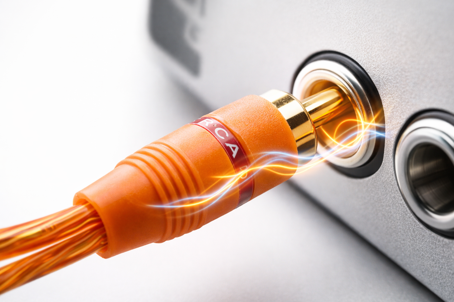 2 Absolute RCA1OR 1ft Orange RCA Cable 100% OFC Oxygen Copper 2-Ch Stereo Interconnect Twisted Pair Noise Reduction Gold-Plated Connectors HiFi Audio Cable for Car/Home Audio