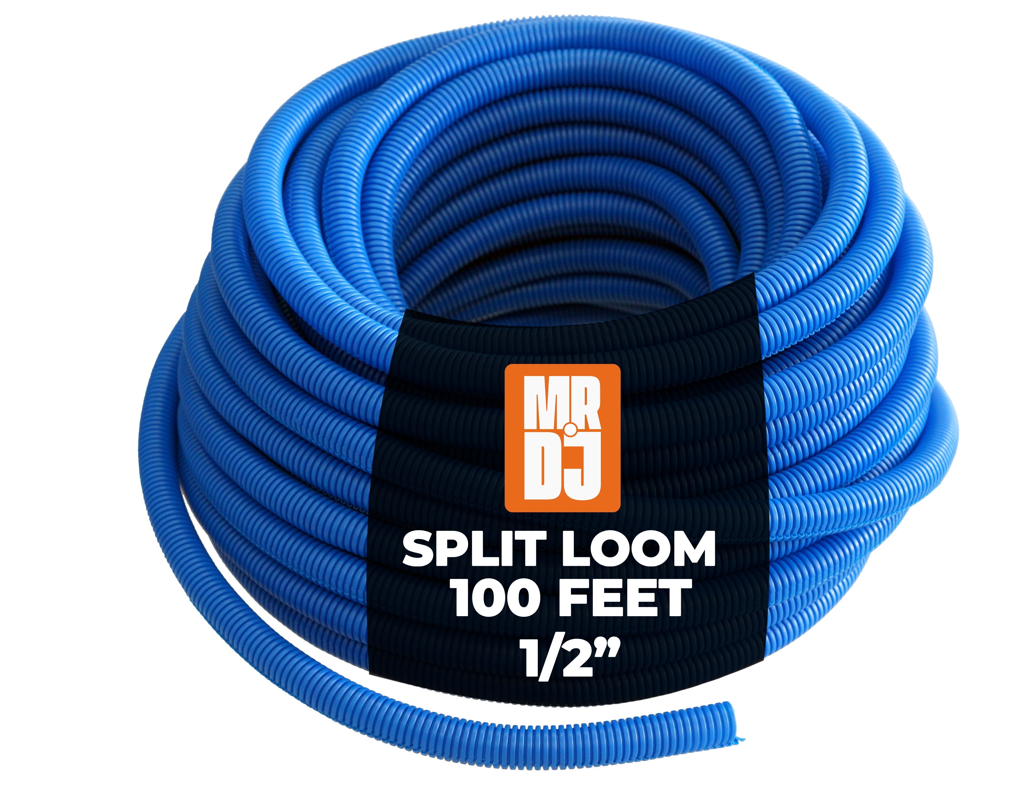 MR DJ DSLT12BL 100' 1/2" 13mm Blue Split Wire Loom Conduit Tubing Sleeve Tube