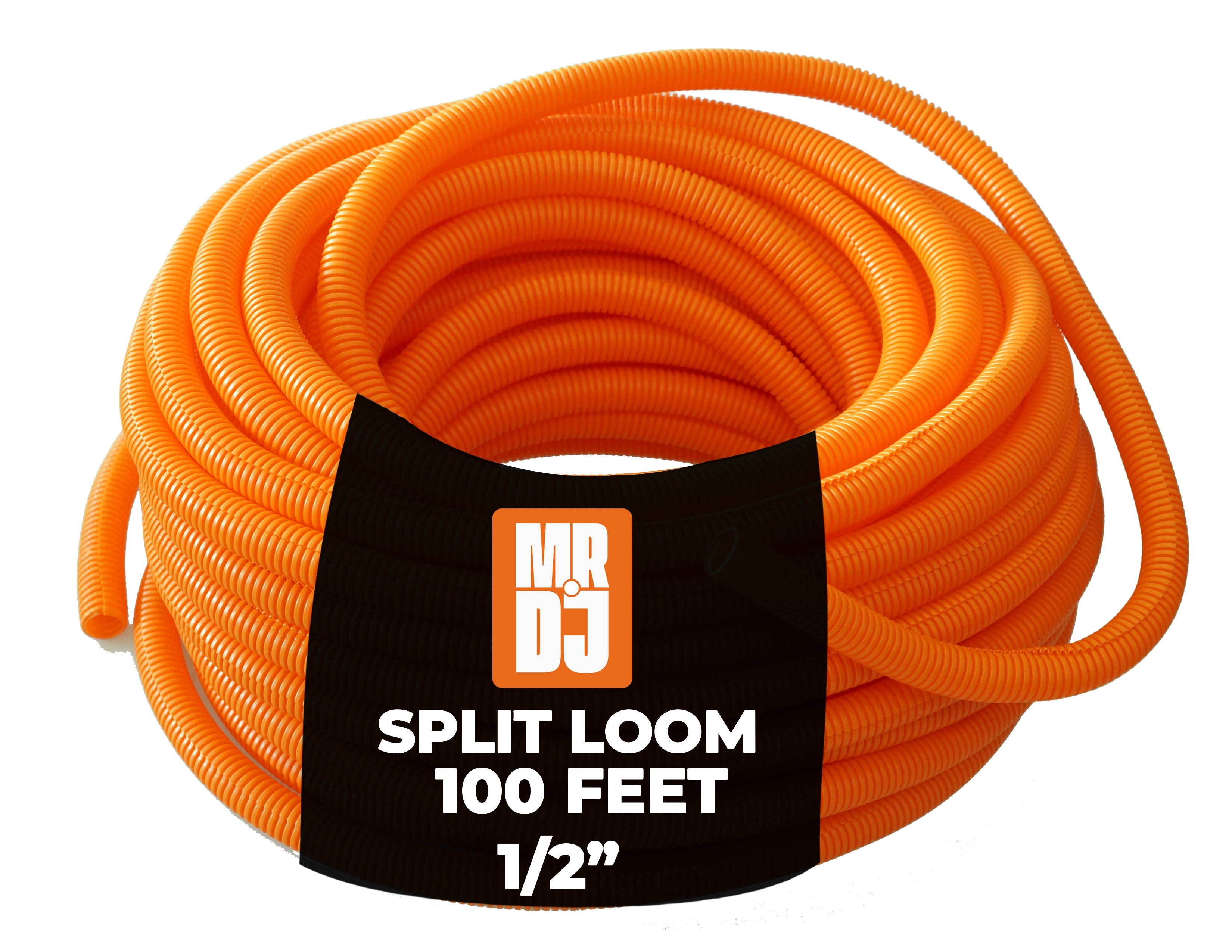 MR DJ DSLT12OR 100' 1/2" 13mm Orange Split Wire Loom Conduit Tubing Sleeve Tube