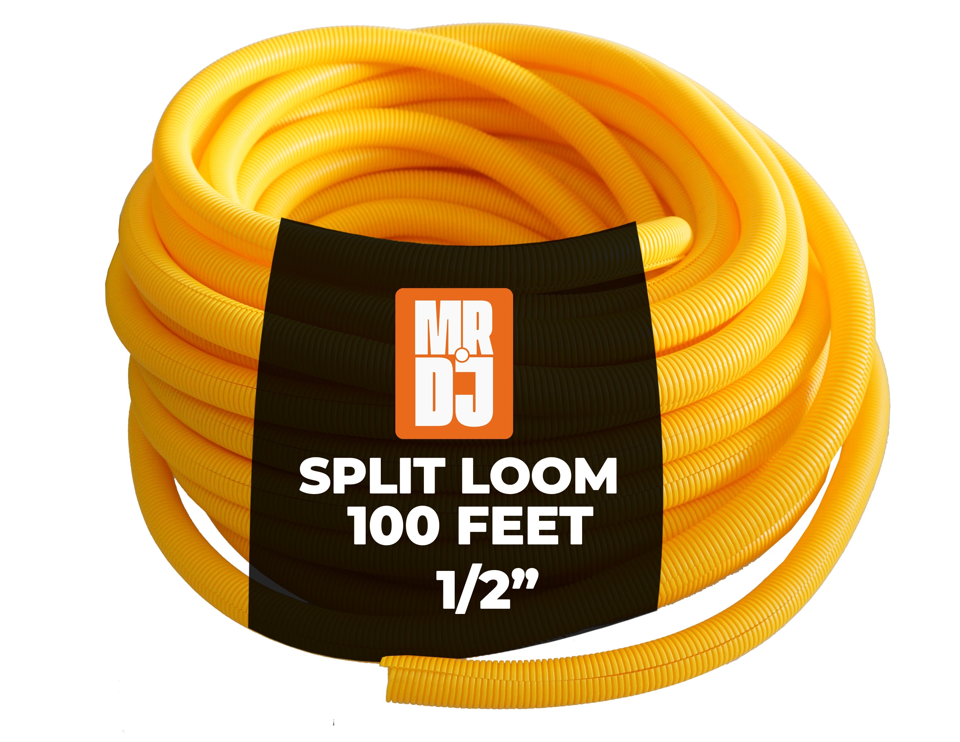 MR DJ DSLT12YL 100' 1/2" 13mm Yellow Split Wire Loom Conduit Tubing Sleeve Tube