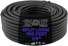 Load image into Gallery viewer, Absolute SLT14BK 100' 1/4" 6.35mm Black Split Wire Loom Conduit Tubing Sleeve Tube