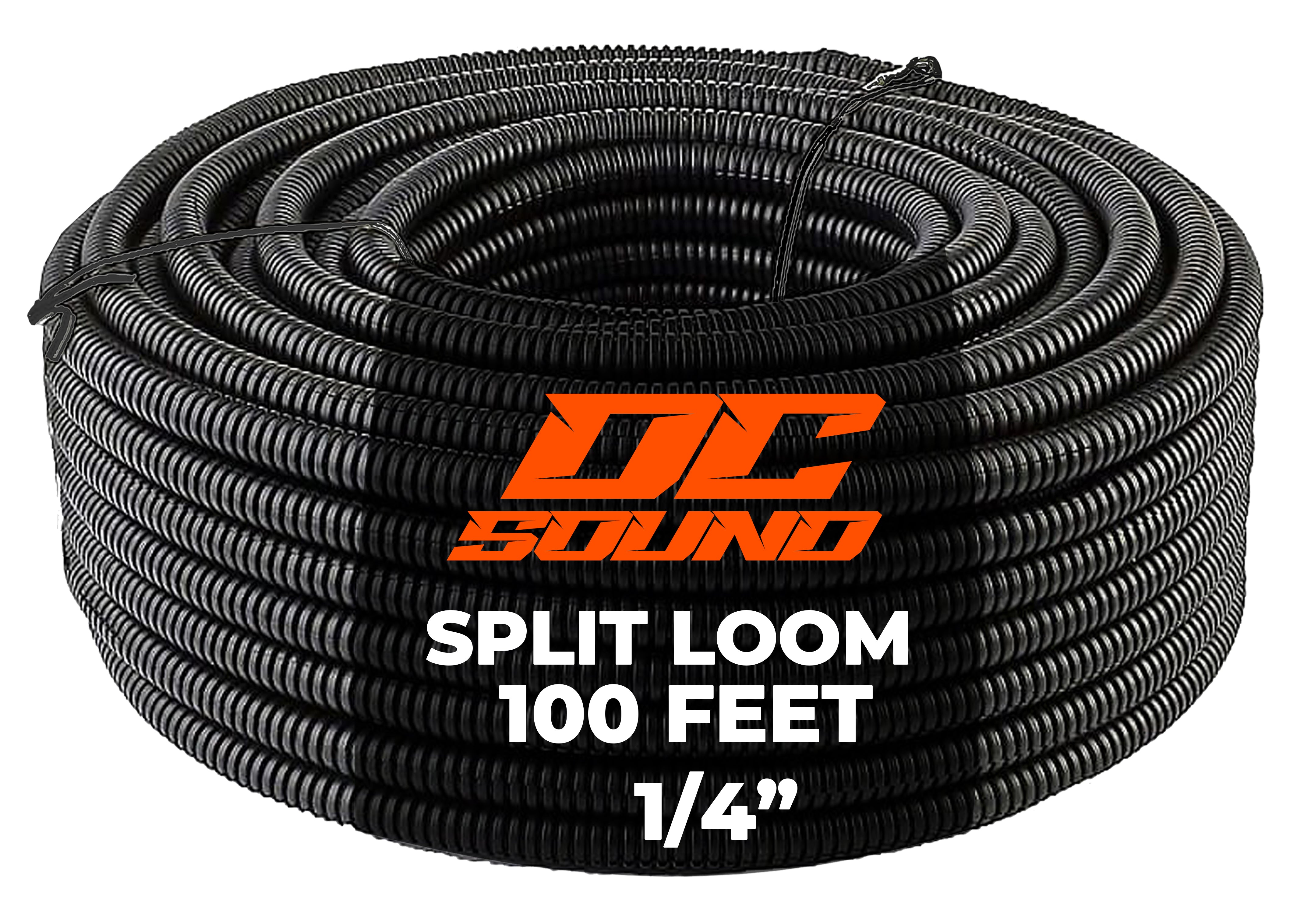 DC Sound 3-Pack 1/4", 3/8", 1/2" x 100 Feet Each Split Wire Loom Convoluted Tubing