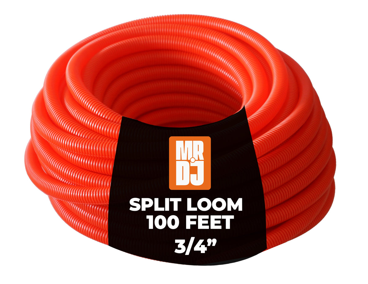MR DJ DSLT34RD 100' 3/4" 19mm Red Split Wire Loom Conduit Tubing Sleeve Tube
