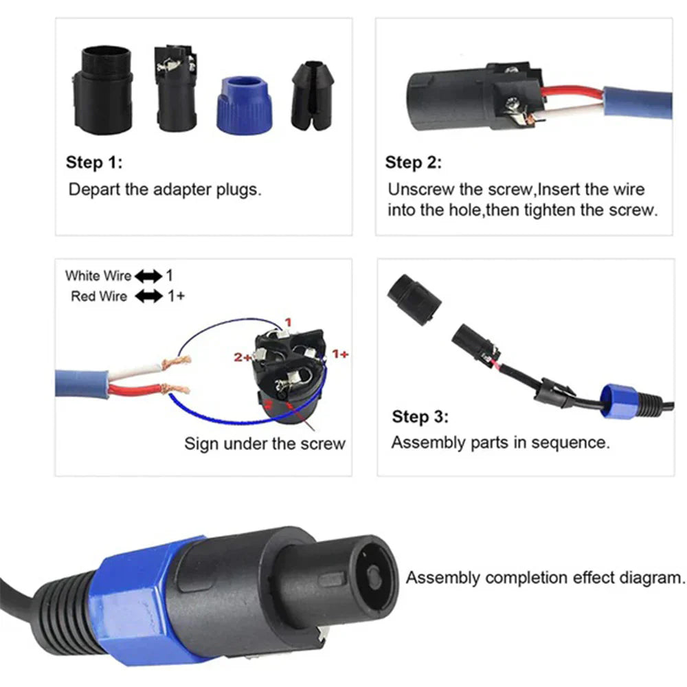 MR DJ SPAM4 4-Pack Right-Angle Speakon Compatible PA/DJ Speaker Cable Connectors