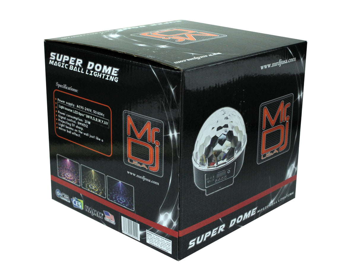 MR DJ SUPERDOME LED Crystal Magic Ball DJ Strobe Light 6 LED 6 Colors Sound Activated DMX512