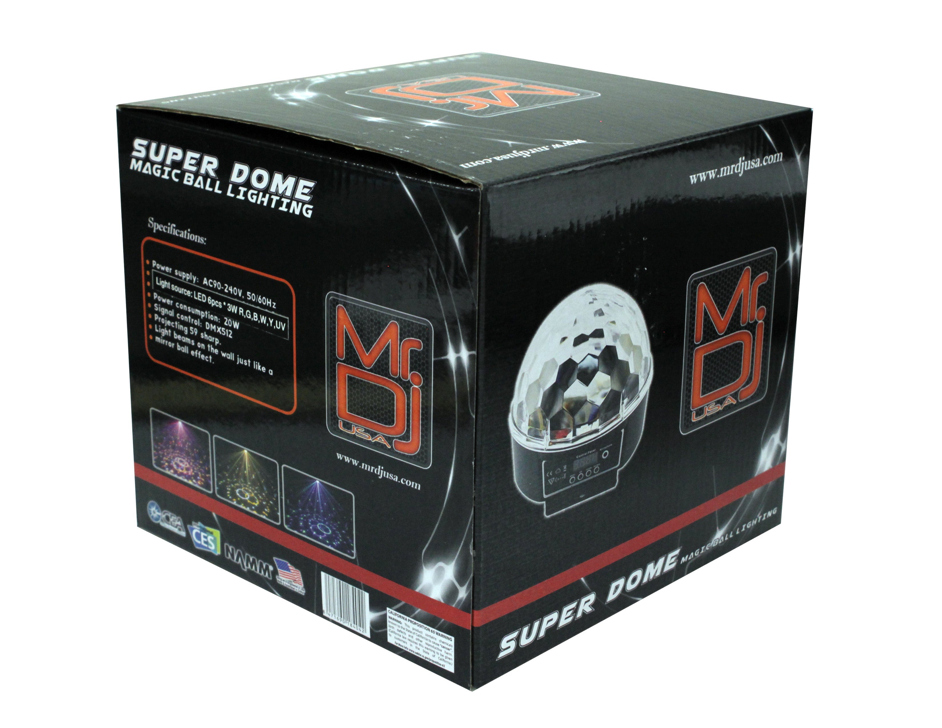 MR DJ SUPERDOME LED Crystal Magic Ball DJ Strobe Light 6 LED 6 Colors Sound Activated DMX512