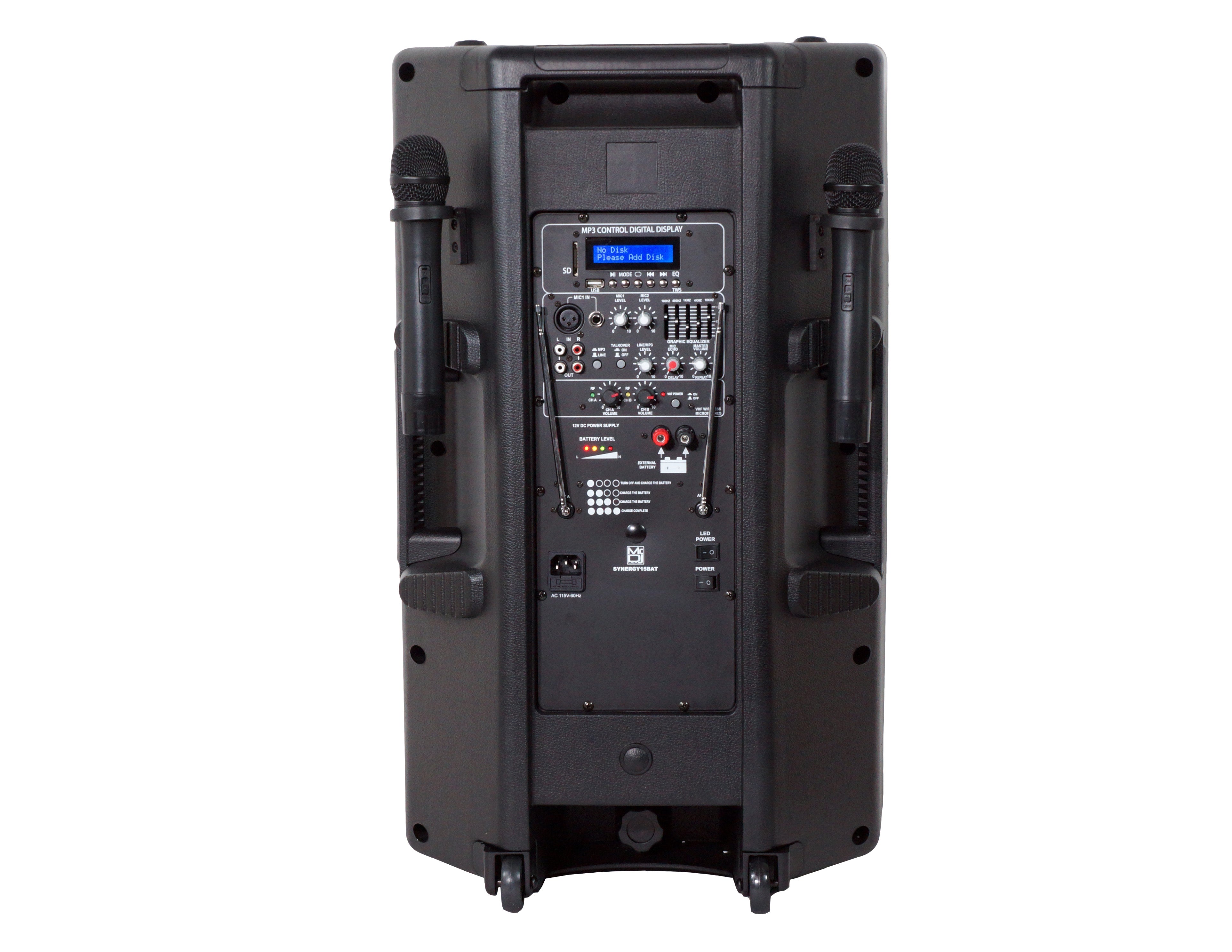 MR DJ SYNERGY15BAT 15" 3500W Power Speaker Battery/Bluetooth/Amplifier/SD/USB/FM