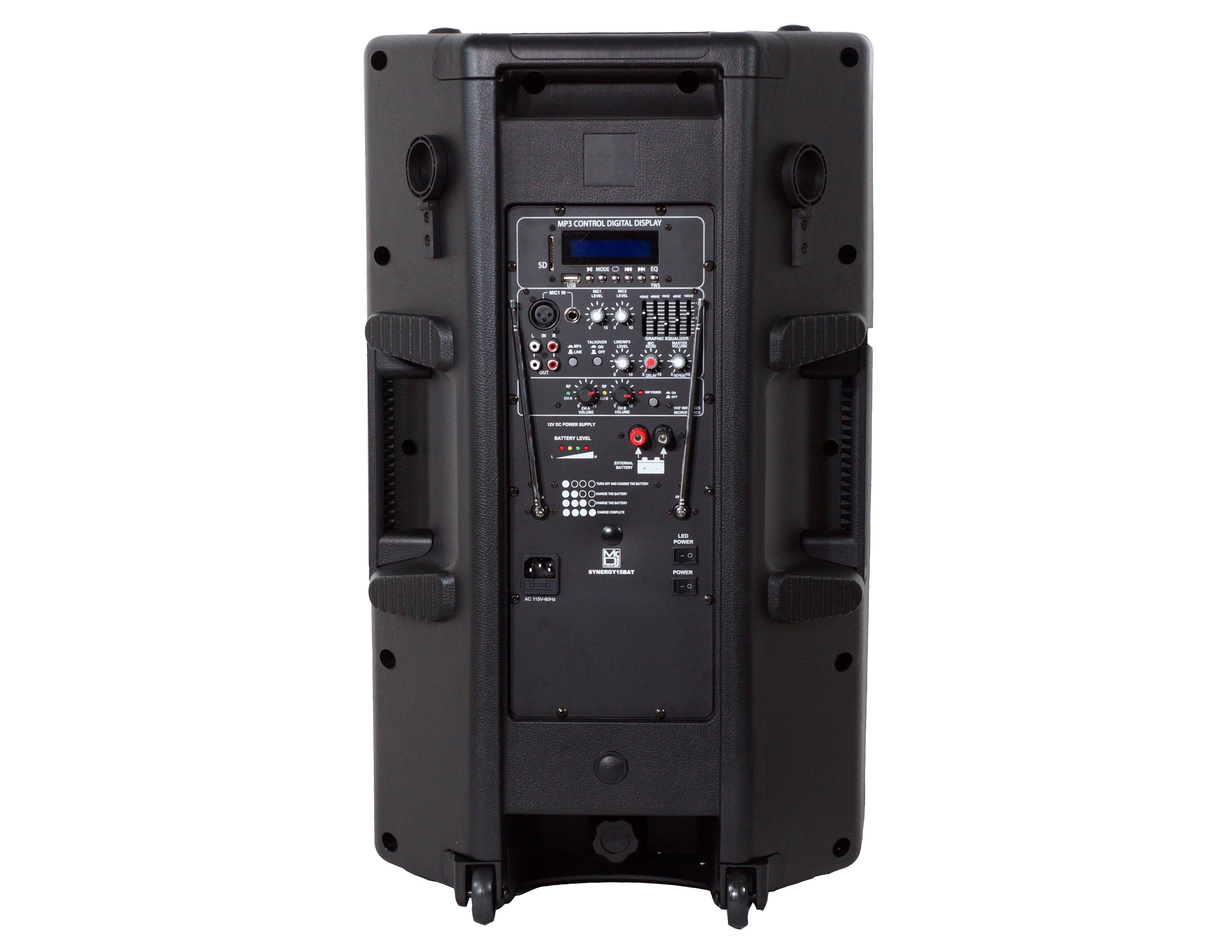 MR DJ SYNERGY15BAT 15" 3500W Power Speaker Battery/Bluetooth/Amplifier/SD/USB/FM