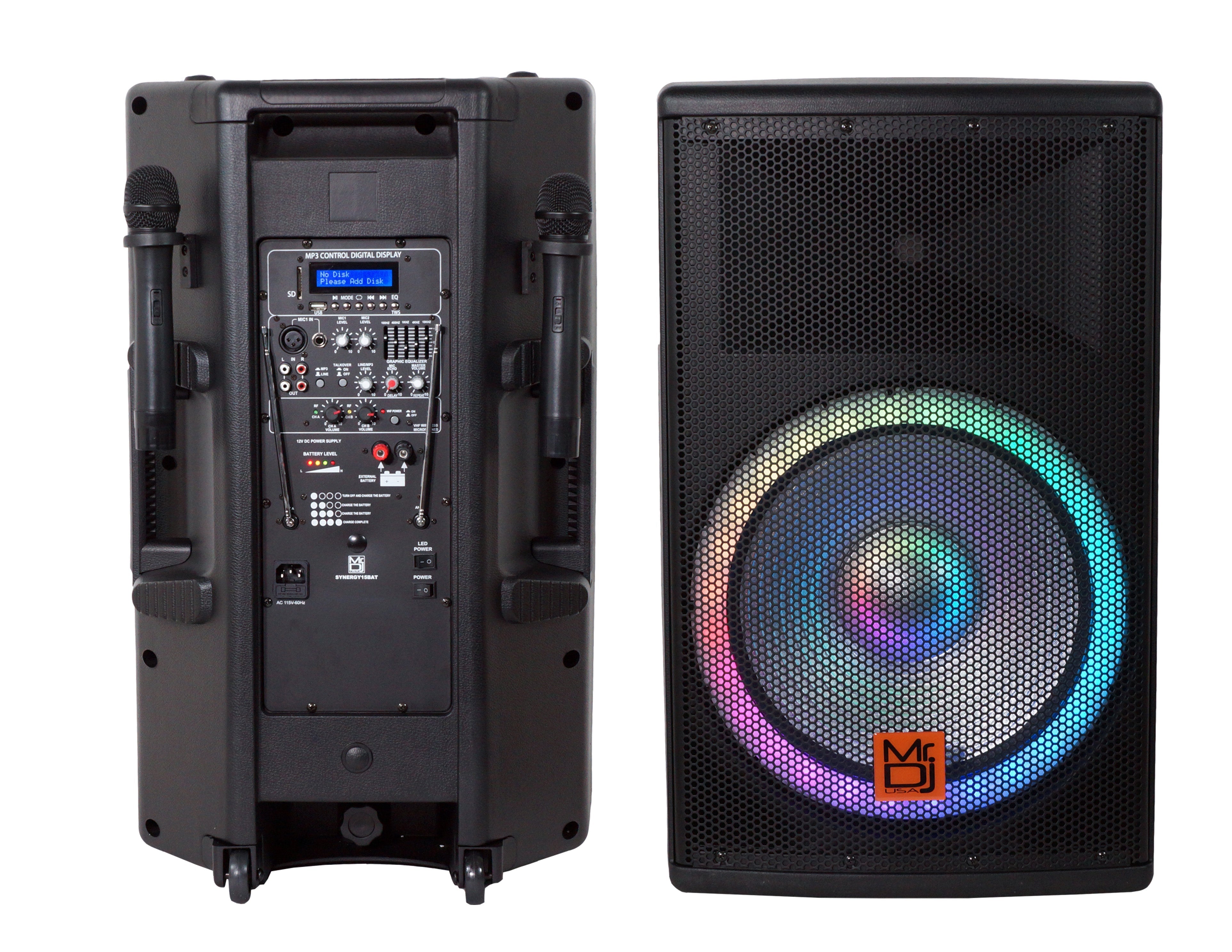 MR DJ SYNERGY15BAT 15" 3500W Power Speaker Battery/Bluetooth/Amplifier/SD/USB/FM