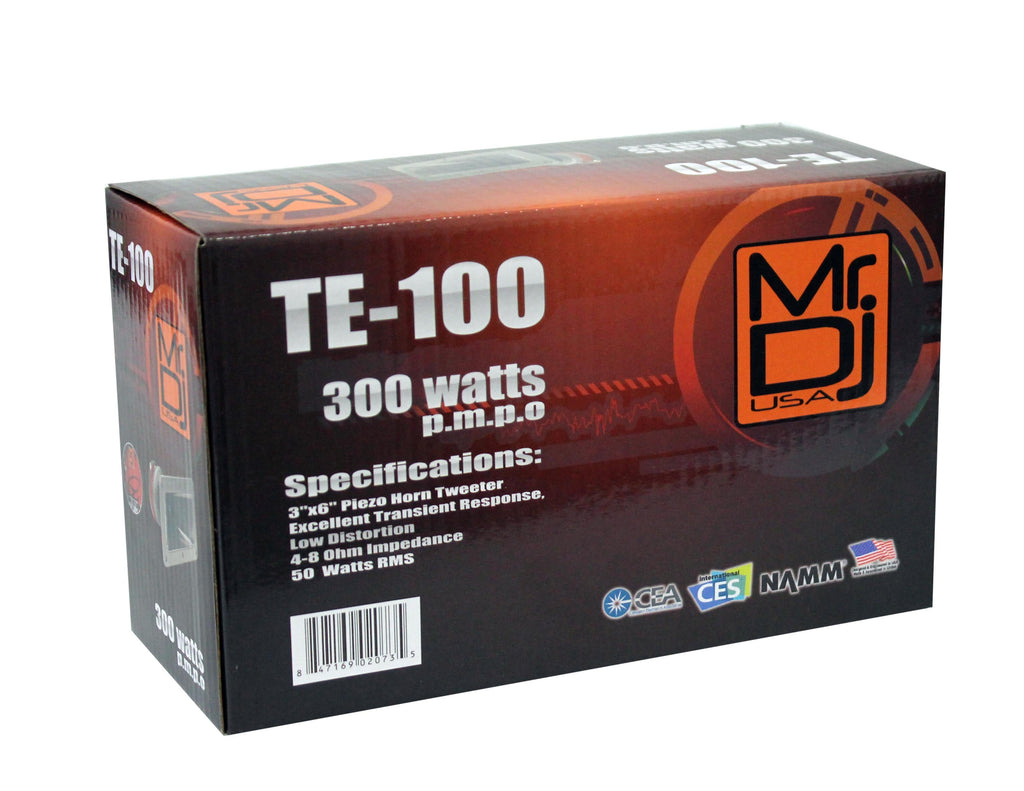MR DJ TE100 3"x6" 300W PRO Audio PA/DJ Wide Screw-ON Type PIEZO Compression Horn Tweeter