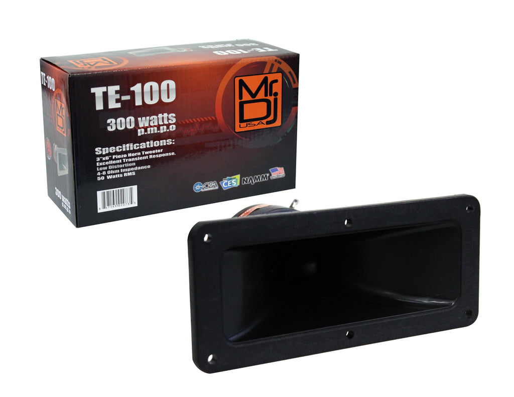 MR DJ TE100 3"x6" 300W PRO Audio PA/DJ Wide Screw-ON Type PIEZO Compression Horn Tweeter