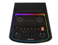 MR DJ USA Vegas+ Double 15" Bluetooth powered PA active speakers with LED lights and dual woofers.