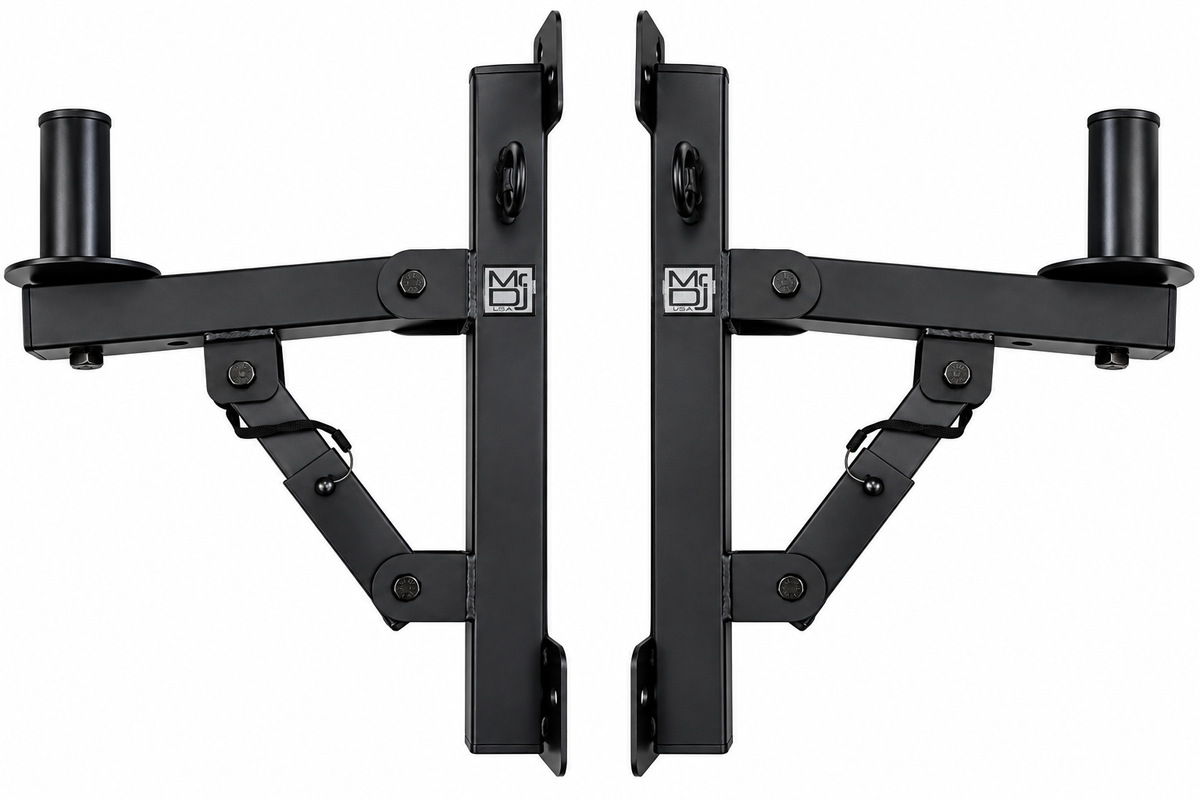 2 MR DJ WM970 PA Speakers Adjustable Wall Mount Brackets 35mm Pole Holder