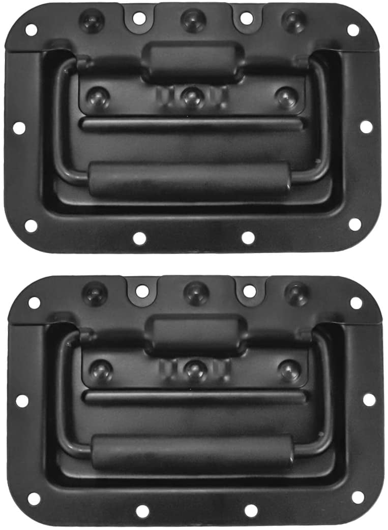 2 MR DJ HR100B Spring Loaded Recessed Handle Medium Spring Loaded Recessed Heavy Duty Black Flight Case Speaker Cabinet Handle