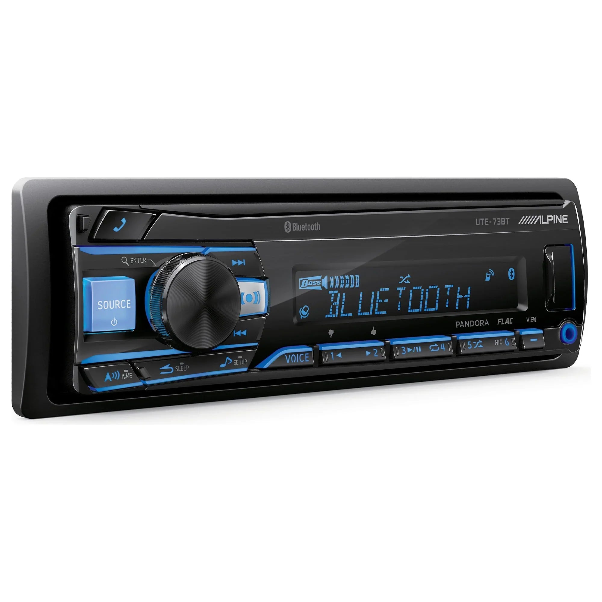Alpine UTE-73BT Single Din Receiver + R2-A60F R-Series 4 Channel Amplifer