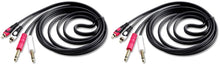 Load image into Gallery viewer, 2 Pair Mr DJ CDQR12 12 Feet Dual 1/4" TS Mono to Dual RCA Male Pro DJ PA Audio Cable