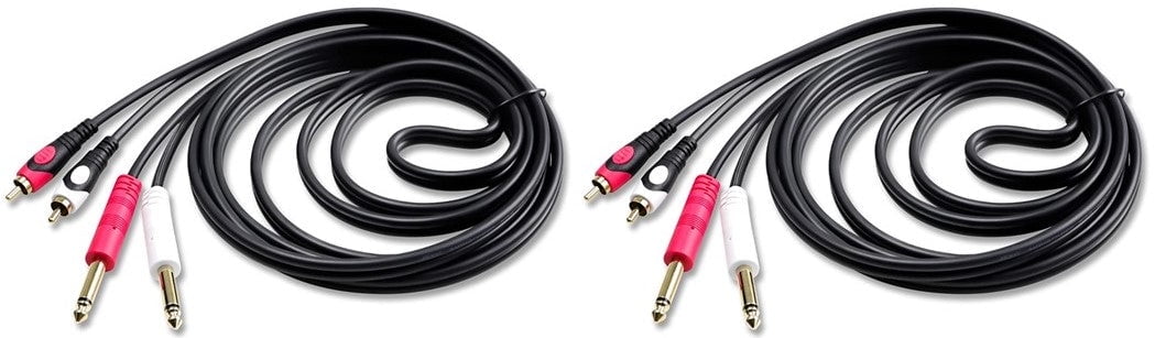 2 CDQR3 3 Feet Dual 1/4" TS Mono to Dual RCA Male Pro DJ PA Audio Cable
