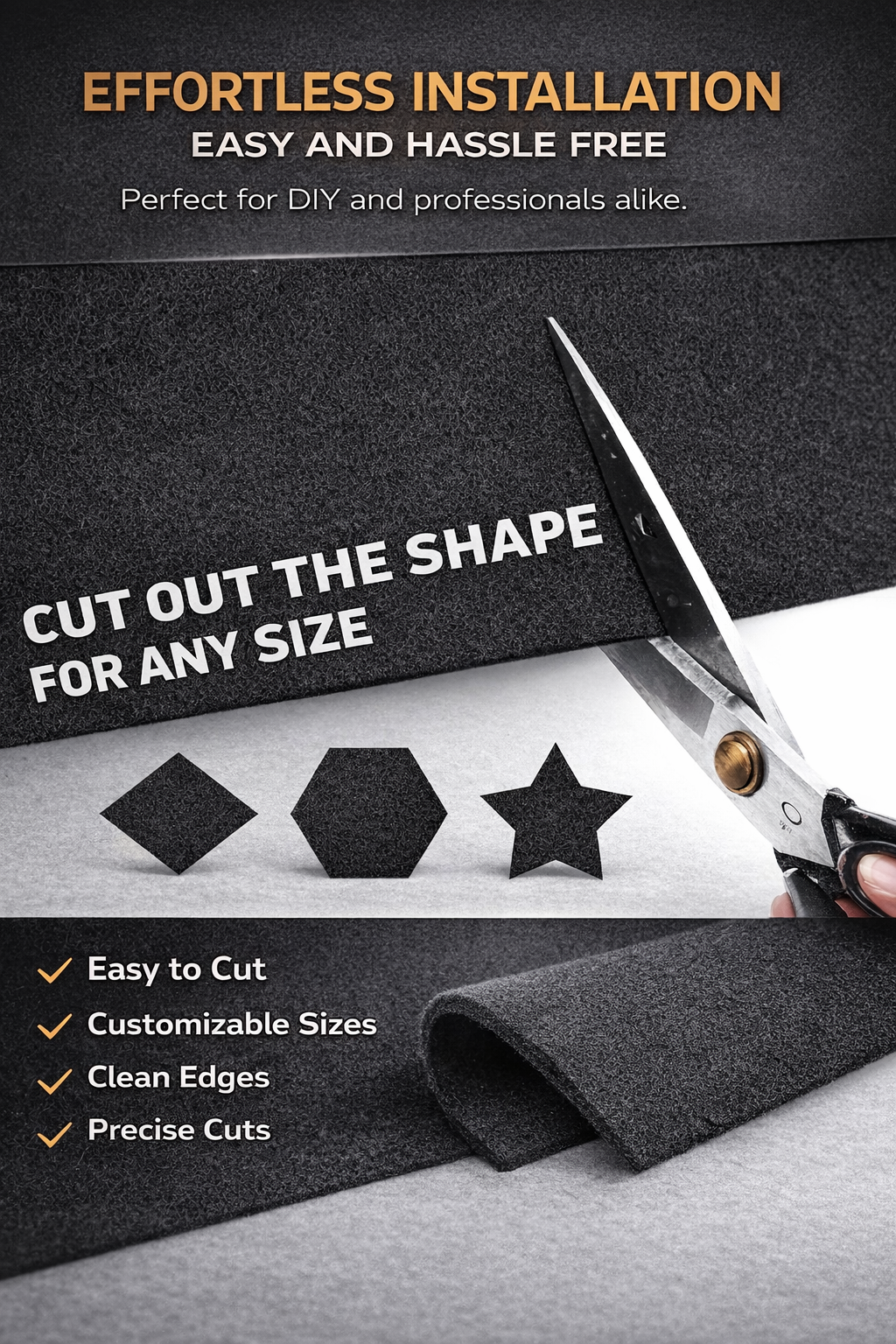 Absolute C3BK 48" x 3FT Black Automotive Carpet Replacement Repair Underfelt Durable Trunk Liner Speaker Box Subwoofer Enclosure Fabric for Car RV SUV Marine Boat