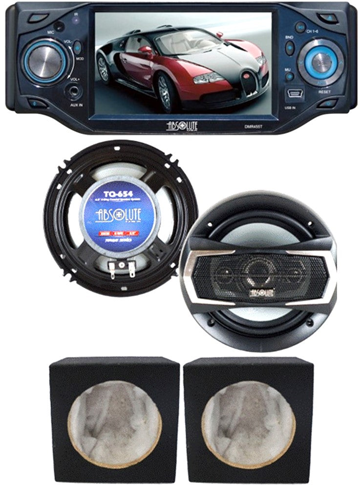 Absolute DMR-455 4.5" DVD/CD/MP3 Motorized 4 x 80W + 6.5" Speaker +Box
