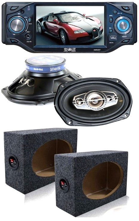 Absolute DMR-455 4.5" DVD/CD/MP3 Motorized 4 x 80W + 6x9" Speaker +Box