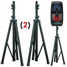 2 MR DJ SS350B Speaker Stand with Road Carrying Bag Universal Black Heavy Duty Folding Tripod PRO PA DJ Home On Stage Speaker Stand Mount Holder with Road Carrying Bag