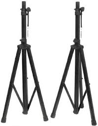2 MR DJ SS350B Speaker Stand with Road Carrying Bag Universal Black Heavy Duty Folding Tripod PRO PA DJ Home On Stage Speaker Stand Mount Holder with Road Carrying Bag