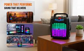 MR DJ PARTY ROCK 8" Speaker System Bluetooth Big Led Portable Stereo Tailgate