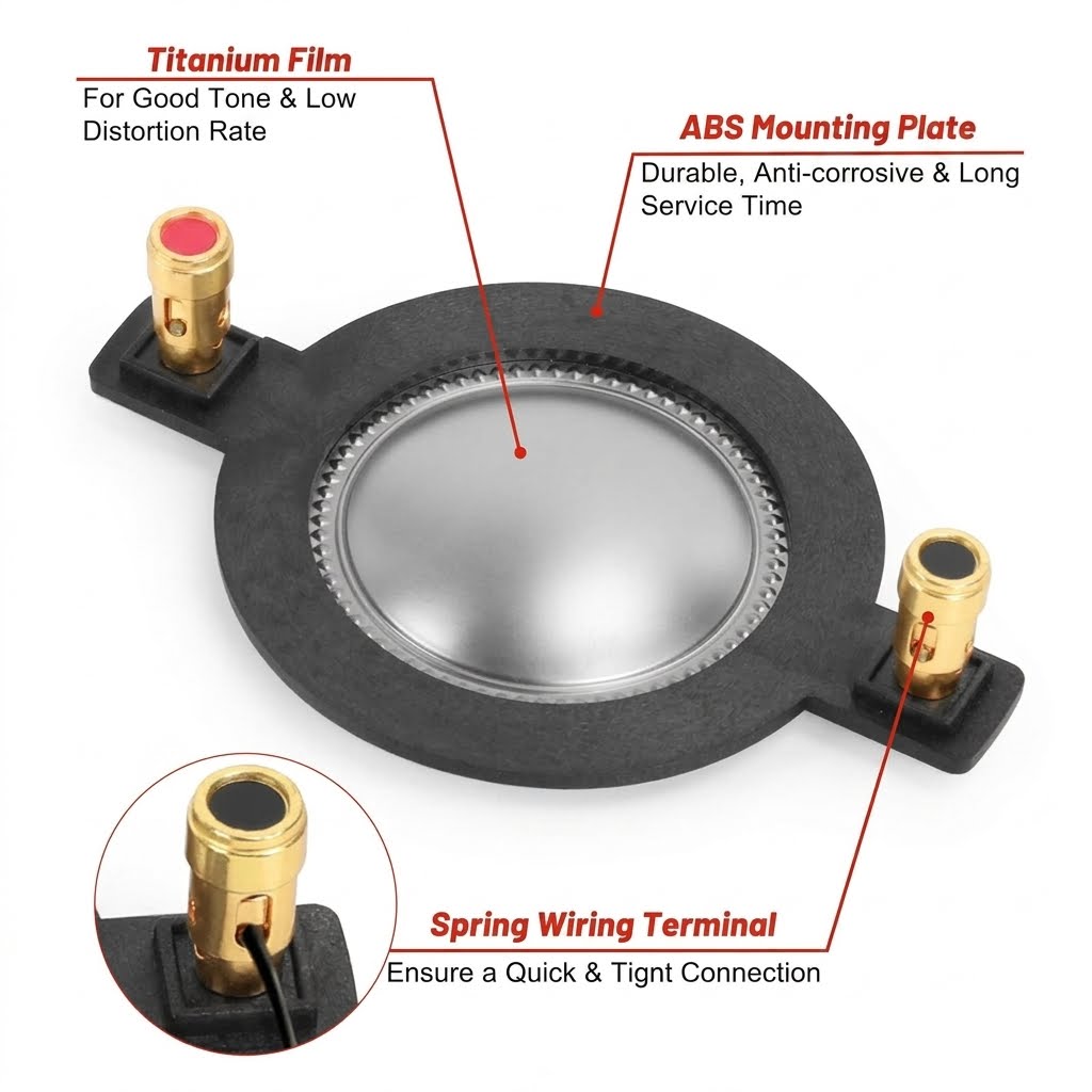 MR DJ DIAPHRAGM1.75 1.75" Titanium Compression Driver Tweeter Replacement Diaphragm