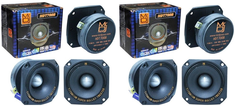 2 MR DJ HDT700B 3.5" Titanium Bullet High Compression Tweeter Car Van ATV UTV Marine Boat Motorcycle Motorsports Competition