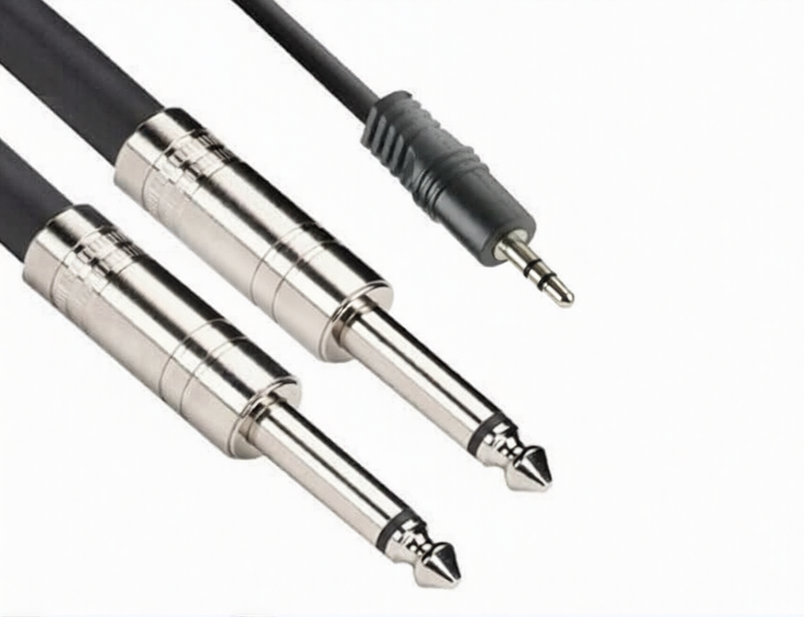 MR DJ CEQY12 12FT 3.5mm TRS Stereo to Dual 1/4" TS Mono Audio Cable
