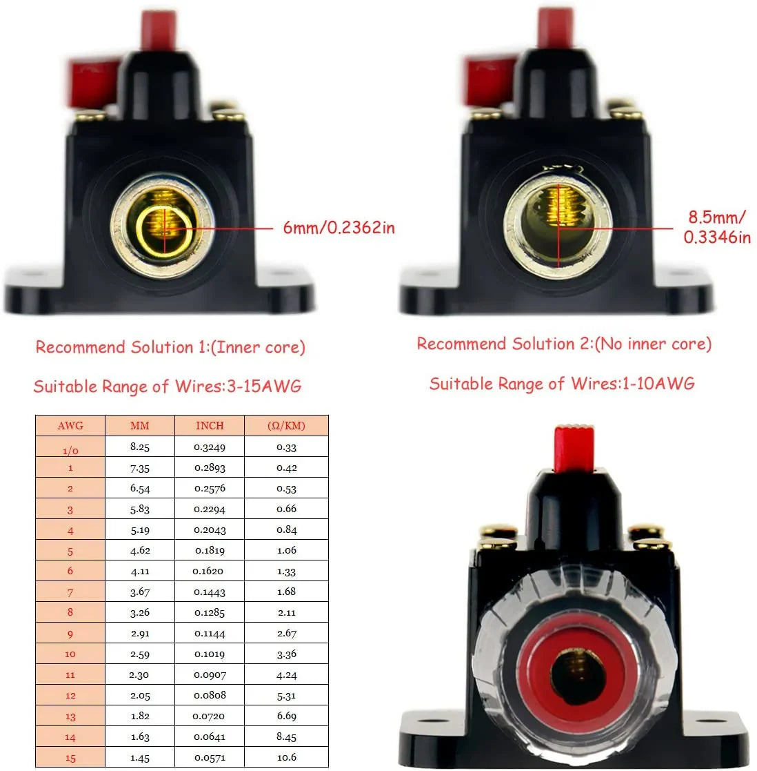 Absolute ICB250 250 Amp Circuit Breaker 4/8 AWG Inline Manual Reset Fuse Holder