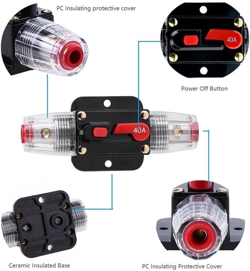 Absolute ICB200 200 Amp Circuit Breaker 4/8 AWG Inline Manual Reset Fuse Holder