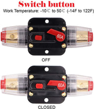 Load image into Gallery viewer, 2 Absolute ICB60 60 Amp Circuit Breaker 4/8 AWG Inline Manual Reset Fuse Holder