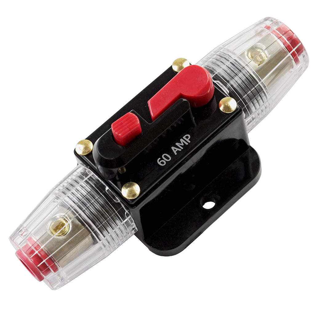 2 Absolute ICB60 60 Amp Circuit Breaker 4/8 AWG Inline Manual Reset Fuse Holder