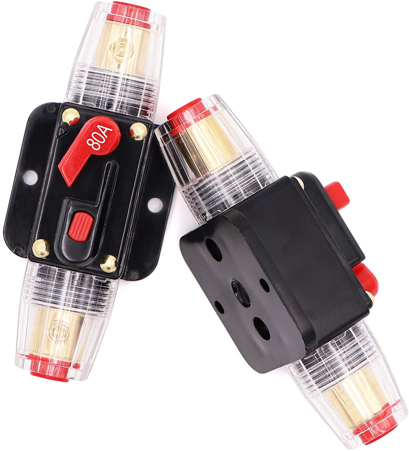 Absolute ICB80 80 Amp Circuit Breaker 4/8 AWG Inline Manual Reset Fuse Holder