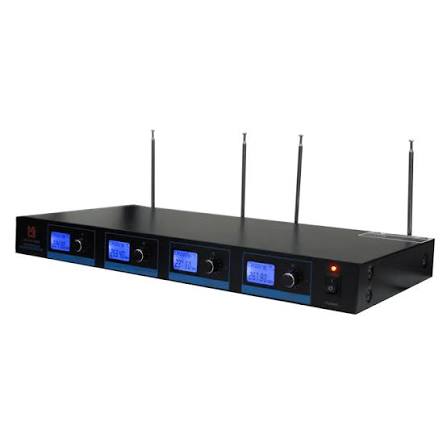MR DJ MICVHF8800 4 Channel Professional PA/DJ/KTV/Karaoke VHF Handheld Wireless Microphone System with Digital Receiver