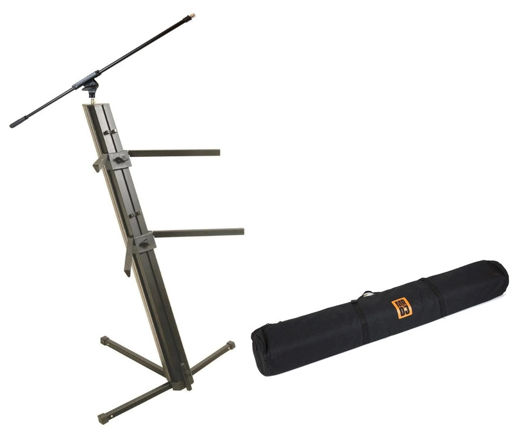 MR DJ KSPRO1500B PRO 2-Tier Black Column Keyboard Stand W Mic Boom Arm ...