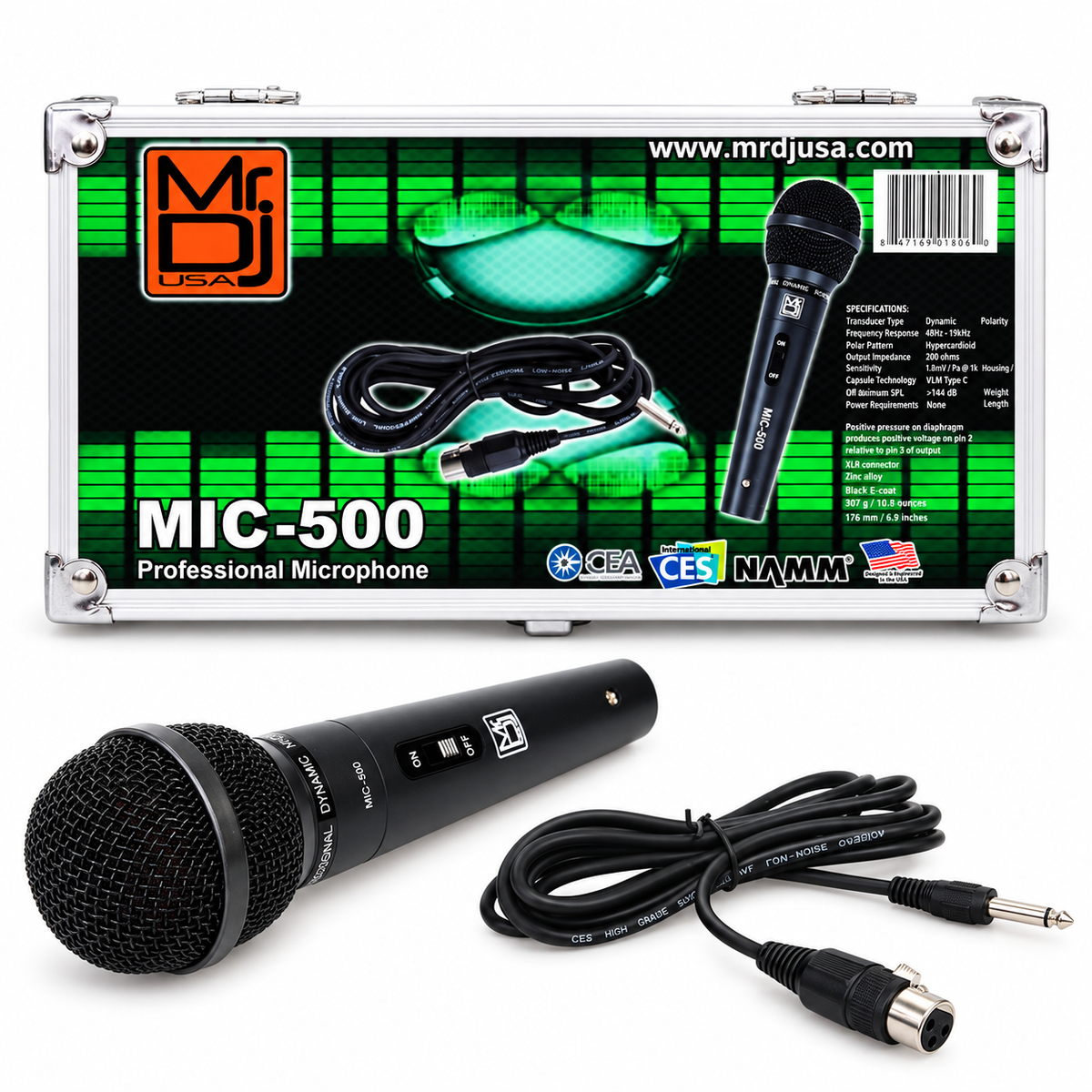 4 MR DJ MIC500 Professional Handheld Hypercardioid Dynamic Microphone 12 FT XLR-to-1/4" Cable