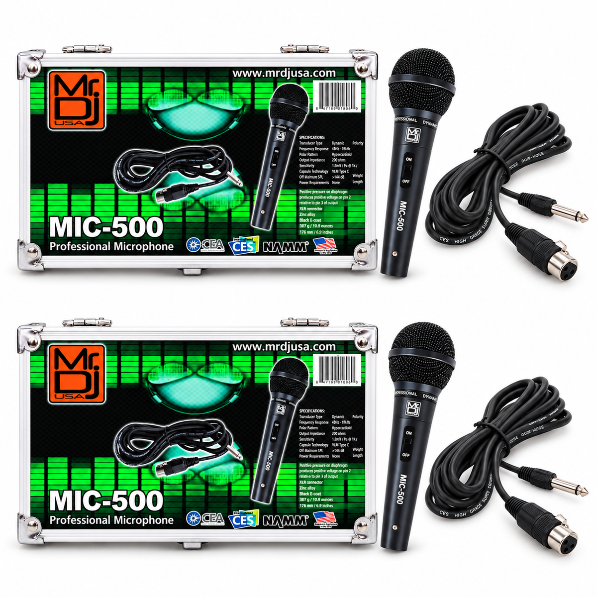 4 MR DJ MIC500 Professional Handheld Hypercardioid Dynamic Microphone 12 FT XLR-to-1/4" Cable