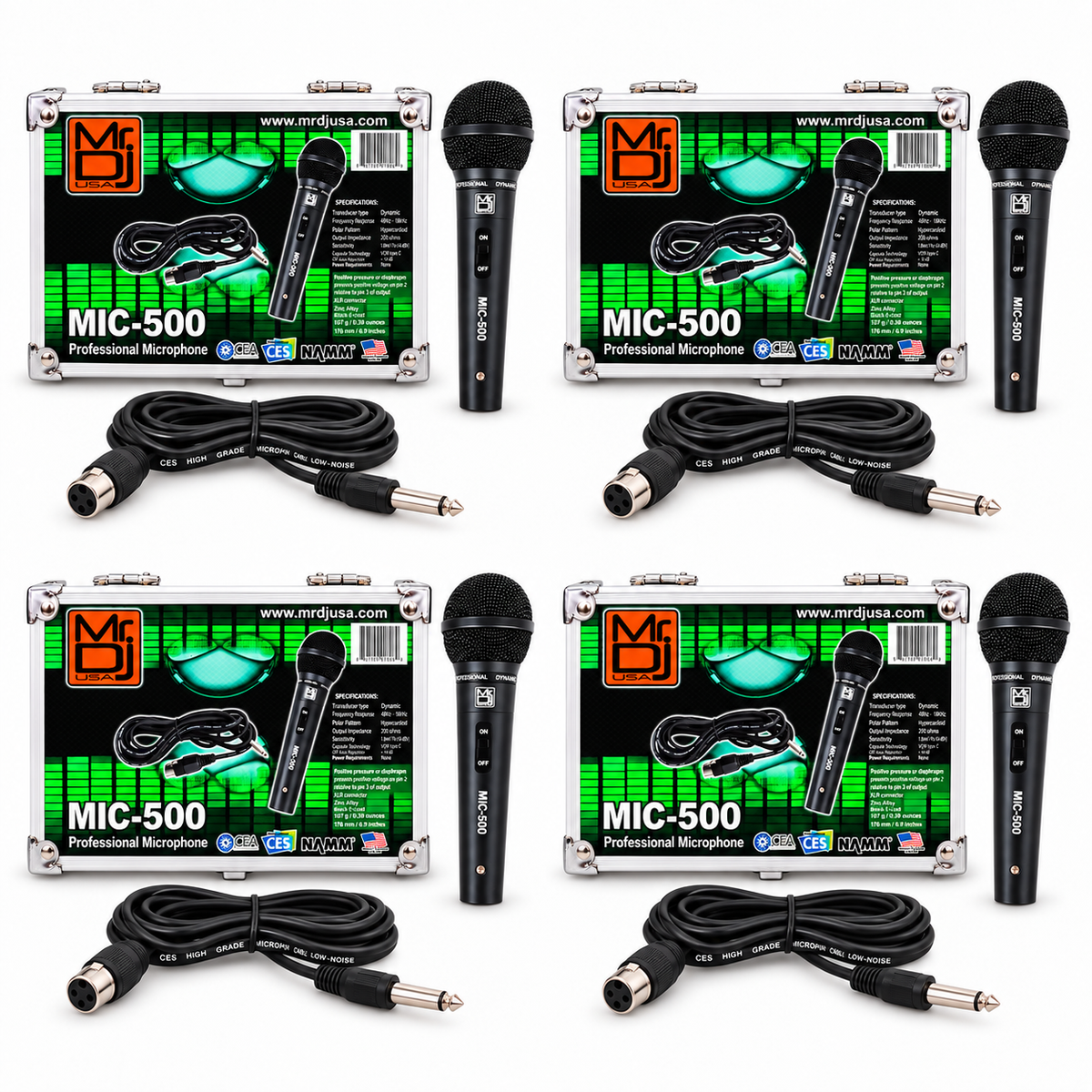 4 MR DJ MIC500 Professional Handheld Hypercardioid Dynamic Microphone 12 FT XLR-to-1/4" Cable