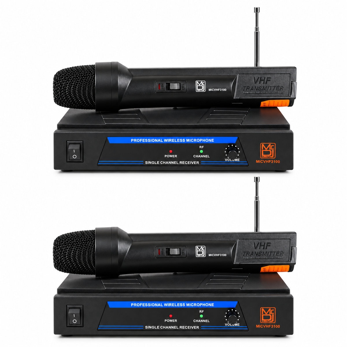 2 MR DJ MICVHF3100 Wireless Dual-Channel Handheld design Microphone System