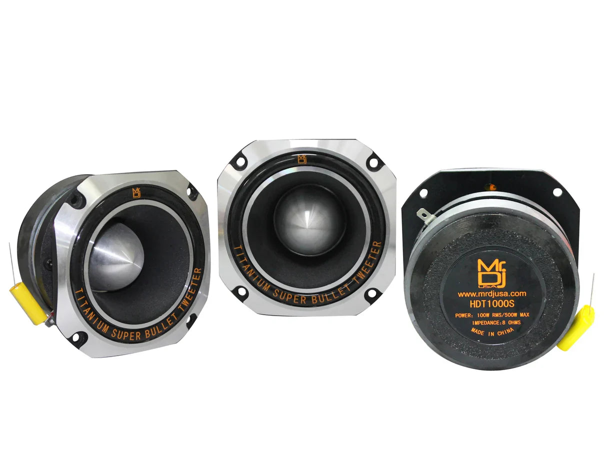 MR DJ HDT1000S 4-Inch Titanium Bullet High Compression Tweeter Ferrite Magnet Chrome