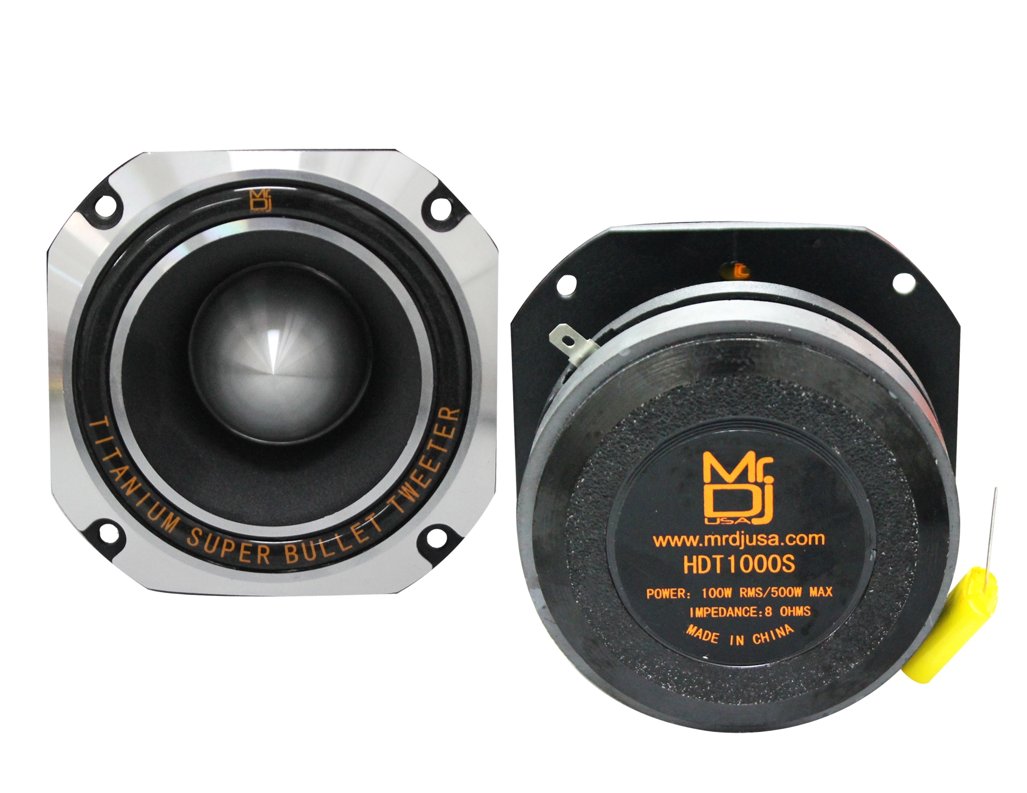 2 MR DJ HDT1000S 4" Titanium Horn Bullet High Compression Tweeter Car Van ATV UTV Marine Boat Motorcycle Motorsports Competition