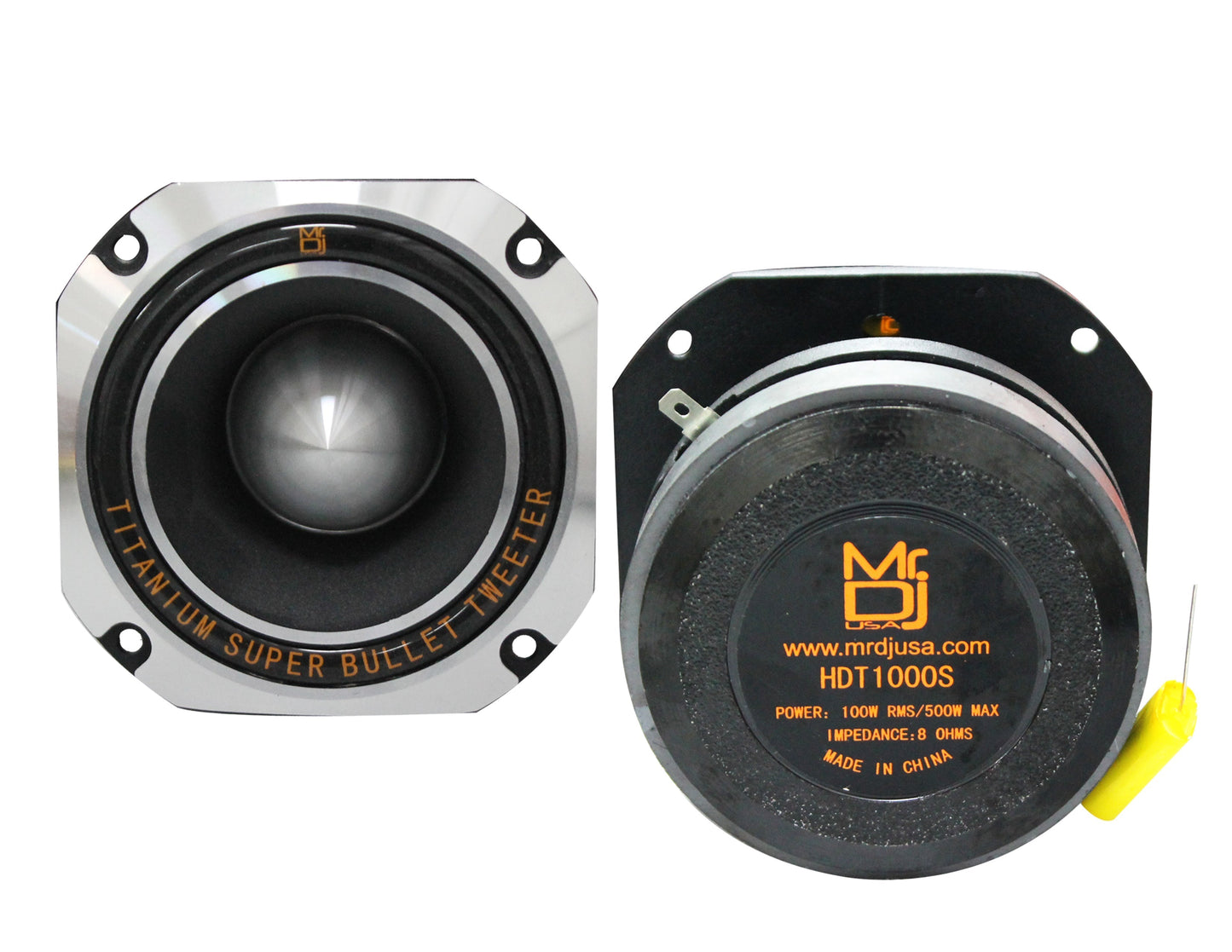 2 MR DJ HDT1000S 4" Titanium Horn Bullet High Compression Tweeter Car Van ATV UTV Marine Boat Motorcycle Motorsports Competition