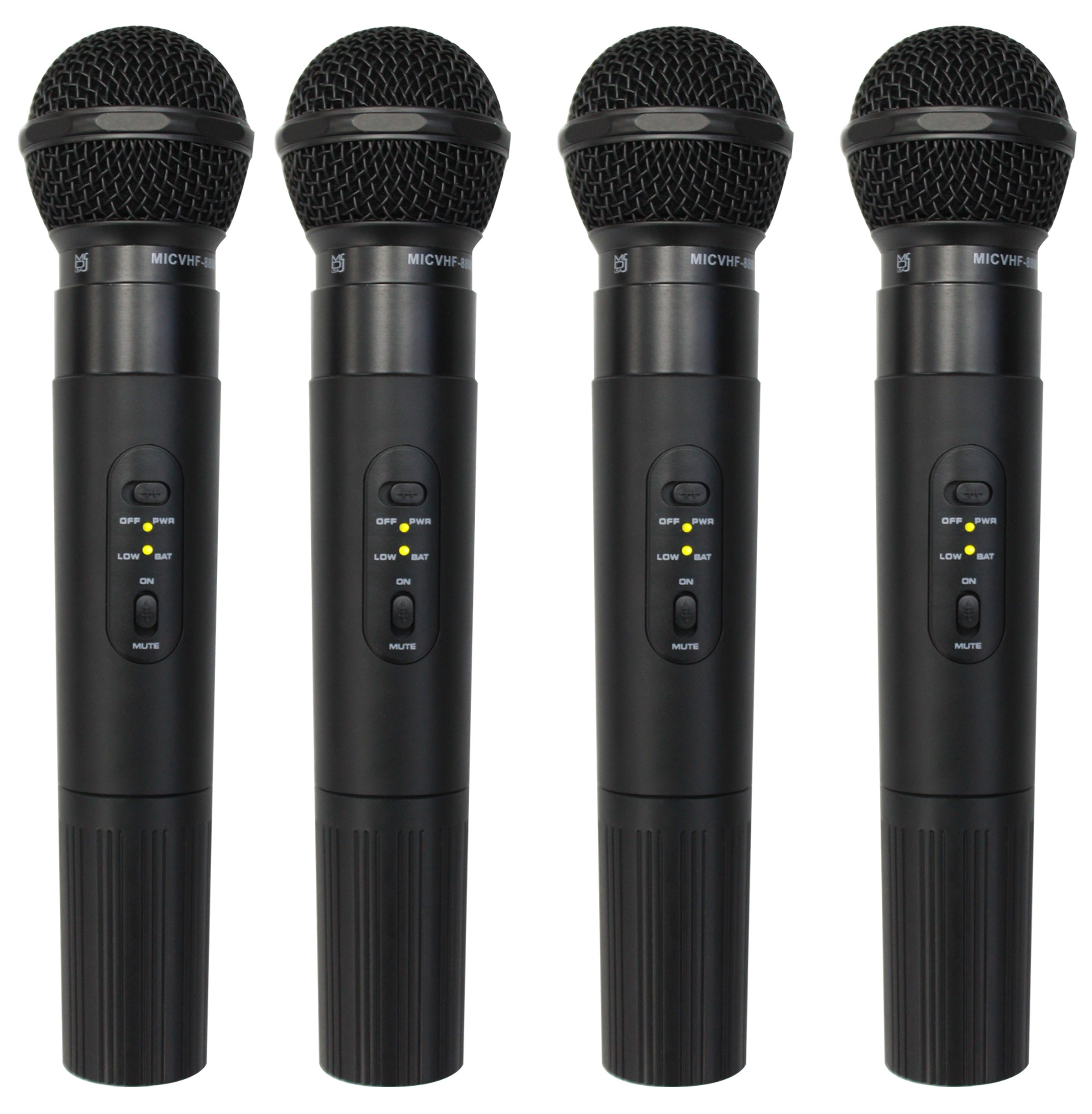 MR DJ MICVHF8800 4 Channel Professional PA/DJ/KTV/Karaoke VHF Handheld Wireless Microphone System with Digital Receiver