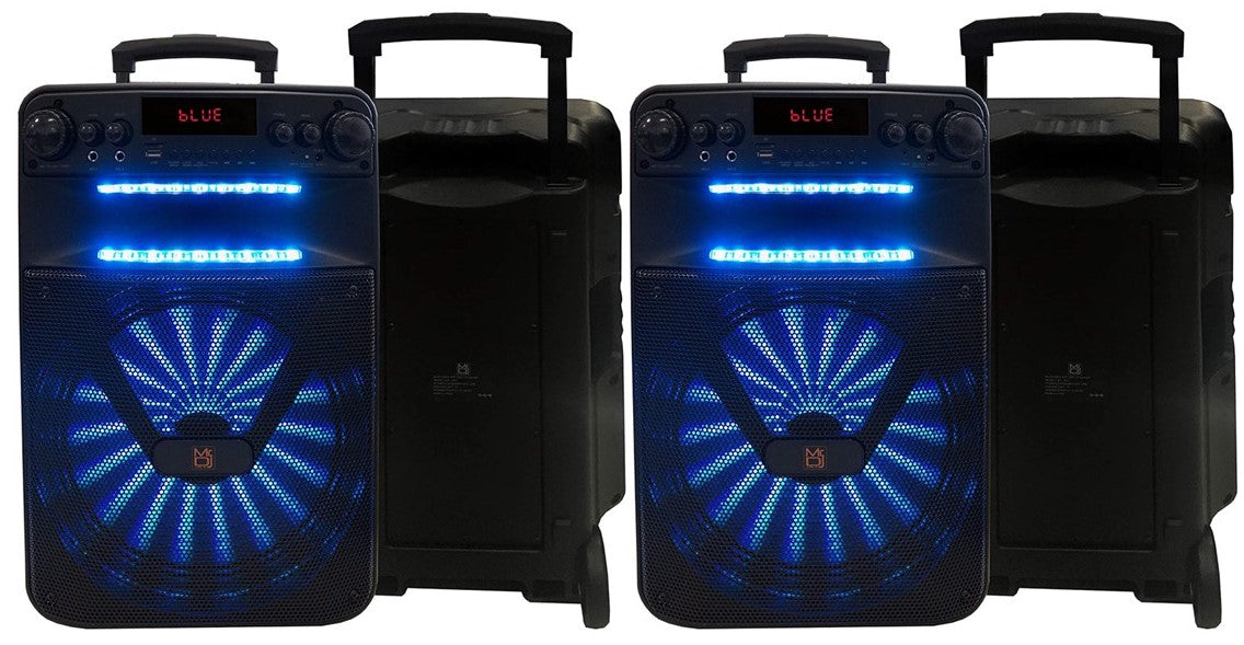 Pair of MR Dj ACE 15" Portable Speaker with Bluetooth/Rechargeable Battery