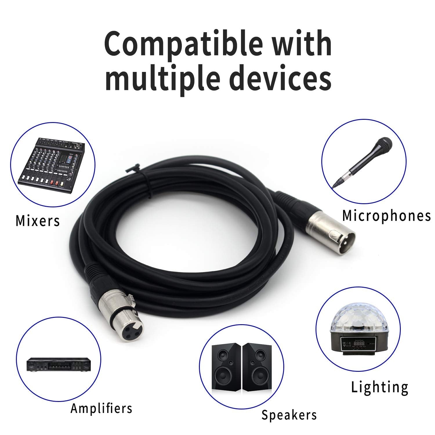MR DJ CDMX25-3 25' DMX 3-Pin XLR Male to Female Pro Stage DJ Lighting DMX Cable